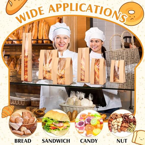 60 Pcs Bread Bags for Homemade Bread, Sourdough Paper Bread Bags with Window, 50% Thicker, Bakery Bags for Storage Bread Cookies and Snacks, Baked Loaf Gifting Bag Bonus Label Seal Stickers in Saudi Arabia