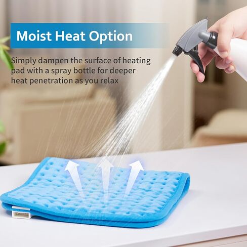 Heating pad for Back, Neck, Shoulder, Abdomen, Knee and Leg Pain Relief, Auto-Off,Machine Washable,Blue,12"x24" in Kuwait