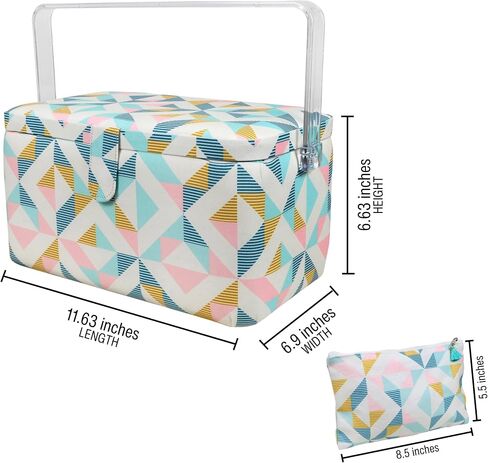 SINGER Large Premium Tackle Basket Pastel Flamingo Print with Emergency Travel Sewing Kit & Matching Zipper Pouch in Kuwait