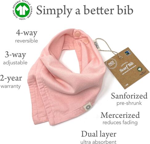 Indi Organic Baby Bandana Bibs – Fairtrade 4-Way Reversible Drool Bibs 5PK in Saudi Arabia