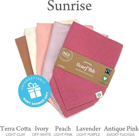 Indi Organic Baby Bandana Bibs – Fairtrade 4-Way Reversible Drool Bibs 5PK in Saudi Arabia