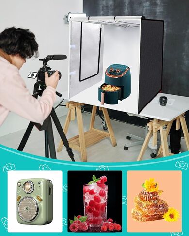 PULUZ Light Box Photography 24x24in, Portable Photo Studio Light Box with 120 LED Lights ＆6 Color backdrops Professional Photography Lighting Tent Kit for Big Product Photography Lightbox in Saudi Arabia