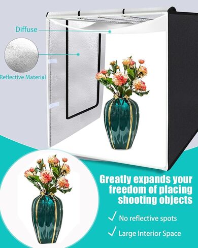 PULUZ Light Box Photography 24x24in, Portable Photo Studio Light Box with 120 LED Lights ＆6 Color backdrops Professional Photography Lighting Tent Kit for Big Product Photography Lightbox in Saudi Arabia