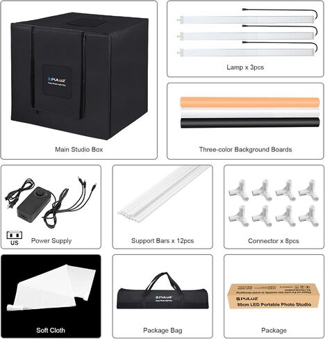 PULUZ Light Box Photography 24x24in, Portable Photo Studio Light Box with 120 LED Lights ＆6 Color backdrops Professional Photography Lighting Tent Kit for Big Product Photography Lightbox in Saudi Arabia