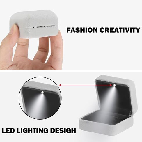 Classic Metal Glossy Jewelry Ring Box with LED Light, Velvet Ring Gift Box for Proposal Engagement Wedding Anniversary Birthday Ceremony (Black) in Saudi Arabia