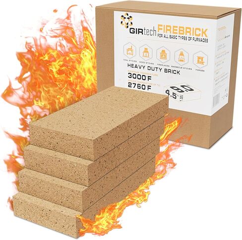 GIRtech USM-5 Heavy Duty Fire Brick 2760F Pack of 5 Fire Bricks for Construction and Internal Lining Domestic Heating Units Fireplaces, Steel Furnaces, Wood Stoves, Ceramics Kilns, Blacksmith Forge in Kuwait