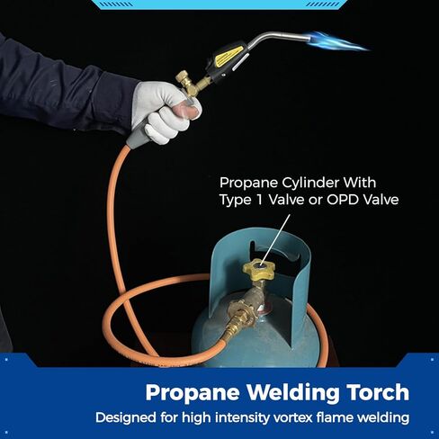 Joyibay شعلة اللحام مع صمام OPD نوع 1 زر الإشعال الكهربائي، شعلة لحام مع خرطوم 78.7 بوصة لأسطوانة البروبان، شعلة البروبان لتسخين سباك اللحام in Kuwait