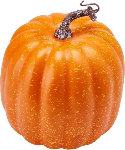woshilaocai 7PCS Artificial Pumpkins Décor Fall Harvest Thanksgiving/Halloween Holiday Farmhouse Decorations for Home (Bright Orange) in Saudi Arabia