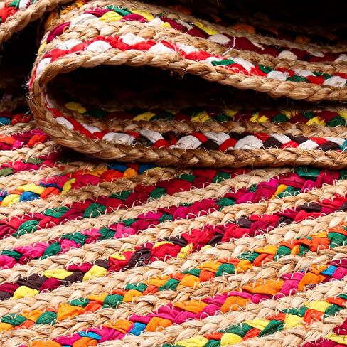سجادة مضفرة من الجوت منسوجة يدويًا من Hausattire، 2'x3' - سجاد منطقة دخول بوهو طبيعي وقابل للعكس للمطبخ، غرفة المعيشة I Farmhouse سجادة أرضية مزخرفة داخلية وخارجية، 24x36 بوصة in Kuwait