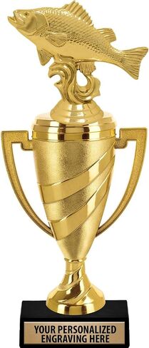 Crown Awards Fish Trophy, 11.5" Gold Cup Perch Fishing Trophies with Free Personalization Prime in Saudi Arabia