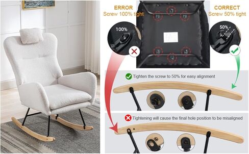 LUSPAZ?Rocking Chair, Soft Teddy Velvet Fabric Rocking Chair for Nursery, Comfy Wingback Glider Rocker with Safe Solid Wood Base for Living Room Bedroom Balcony, Gray in Kuwait