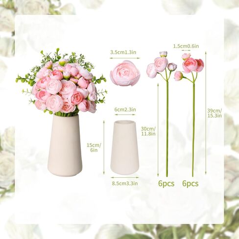 RECUTMS Fake Pink Tulips in Clear Vase 15pcs Real Feel Artificial Tulips Flowers Faux Bouquet Floral Arrangement for Home Office Table Centerpiece Spring Wedding Decoration in Saudi Arabia