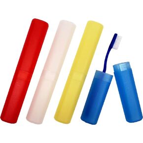 (Pack of 100) Freshmint Toothbrush 2 Piece Holder Individually Wrapped Variety of Colors (Yellow, Blue, Clear, Red)