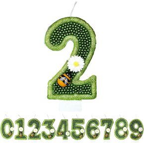 Birthday Candles - Green Beads Sequin Number Candle, Number 2 Birthday Candle for Birthday Cake Party Decoration Wedding Anniversary Celebration Supplies