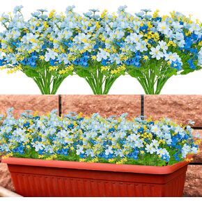 24 Pcs Artificial Flowers for Outdoor,Fake Flowers Decoration,UV Resistant Plastic Flowers,Artificial Plants for Wedding Garden Décor(6 Colors)
