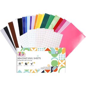 UCEC Smart Vinyl Removable, Matless Cutting, 52 Pack(5.5x12in) 22 Colors - for Cricut Joy Vinyl, for DIY Projects, for Decor Sticker, Accessories and Supplies, Decoration Vinyl