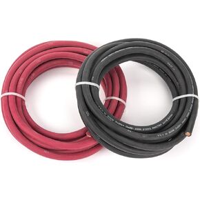 EWCS 1/0 Gauge Premium Extra Flexible Welding Cable 600 Volt - Combo Pack - Black+Red - 10 Feet of Each - Made in The USA