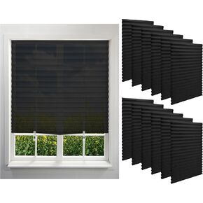 Kigley 12 Pack Filtering Temporary Blinds for Windows, 35 x 71 Inch Cordless Pleated Light Filtering Fabric Shade Self Adhesive Pleated Window Shade with 24 Clips, Easy to Cut and Install, White
