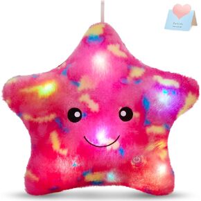 Wewill Creative Glowing LED Night Light Twinkle Star Shape Plush Pillow Stuffed Toys, Blue