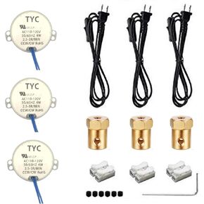 3PCS Synchronous Synchron Motor Turntable Motor Electric Synchron Motor for Cup Turner,cuptisserie,Tumbler Cup Rotator with 7mm Flexible Coupling 100-127VAC 50/60 Hz 4W CCW/CW (2.5-3RPM)