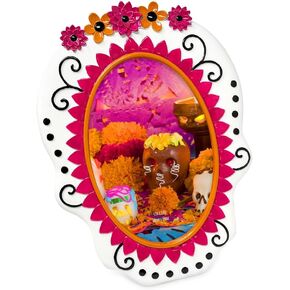 Isaac Jacobs 4X6 Sugar Skull Picture Frame For Photo Tabletop & Wall Display Hanging Display & Home Décor (4x6, Black with Fuchsia)