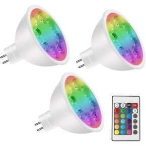 MR16 Color Changing LED Bulbs, MR16 LED Bulbs 4W 12V GU5.3 Bi-Pin Base, RGB MR16 Color Changing Spotlight, Warm White+15 Multicolor for Landscape Lighting (3 Bulbs with a Remote)