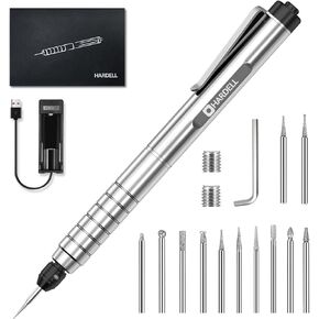 قلم نقش هارديل للاستخدام بنفسك، قلم نقش صغير قابل لإعادة الشحن مع 10 رؤوس طحن دوارة، قلم نقش كهربائي صغير محمول لاسلكي للمجوهرات والزجاج والخشب والحجر والمعادن in Kuwait