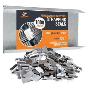 Steel Banding Strapping Seals - 1/2 Inch Heavy Duty Open Snap on Seals for Steel Strapping Banding - Rust Resistant, Reliable, Steel Strapping Sealer Clamps for Pallets - 100 Seals