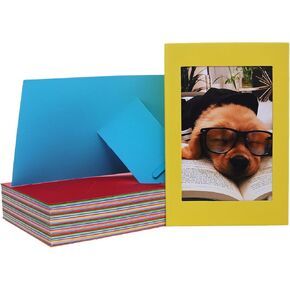 Meonua 50 Pack Standing Paper Picture Frames,4x6Cardboard Photo Frame with Easel,Paper Photo Frame Cards,Gallery Frames Bulk For DIY,Father's Day,Mother's Day，Classroom (rainbow) ﻿
