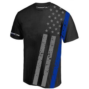 Athletic, Dry Wicking Men's Shirt - Distressed Thin Blue LINE Flag