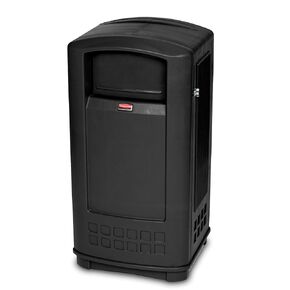 Rubbermaid Commercial Products Plaza Trash Can with Swing Doors, 50-Gallon, Beige, Large Outdoor Wastebasket for Stadiums/Malls/Airports/Office Buildings/Schools