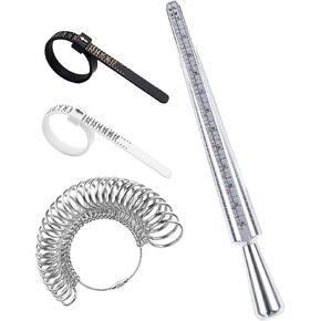 YIEPET US Ring Sizing Kit,Gauge Set with Measuring Tool,Sizes 0-15 Steel Ring Mandrel.Finger Sizer1-13 with Half Size,Measuring Wedding Rings
