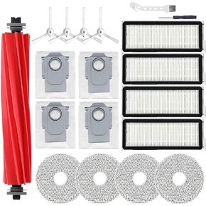 Accessories Kit Compatible with Roborock Q Revo MaxV/Q Revo Pro/Q revo S/ P10 Pro Robot Vacuum Cleaner,1 Main Brush Roller,4 Side Brushes,4 Hepa Filters,4 Mop Pads,4 Dust Bags