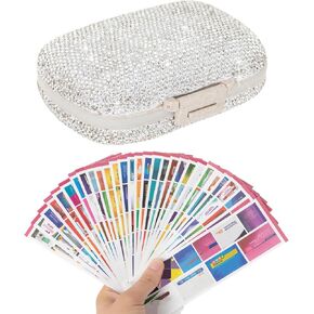 Pill Organizer with Labels Bling Pocket Pill Case with Stickers Travel Medicine Kit Holder Small Purse Pill Box Container Portable Mini Medication Storage (White & 300 Labels)