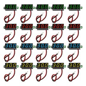20 PCS Voltage Display 0.28" Mini Voltmeter Gauge Tester DC2.5-40V Two Wires Access to The Car Battery Car Motorcycle Car Wiring 4 Colors