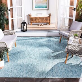 SAFAVIEH Courtyard Collection 6'7" x 9'6" Aqua CY8522 Indoor-Outdoor Waterproof Easy-Cleaning Patio Backyard Mudroom Area-Rug
