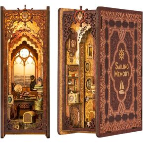 FSOLIS DIY Book Nook Kit، DIY Miniatures Kit Booknook Magic Book Nooks مع هذه الألغاز الخشبية ثلاثية الأبعاد المزخرفة لبيت الدمى لديكور الكتب، مجموعات زوايا الكتب للبالغين من الصيدلي السحري