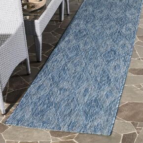 SAFAVIEH Courtyard Collection 2'3" x 10' Navy CY8522 Indoor-Outdoor Waterproof Easy-Cleaning Patio Backyard Mudroom Runner-Rug