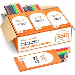 Shuttle Art 504 Colored Pencils Bulk, 12 Vibrant Colors, Pack of 42, Pre-sharpened Coloring Pencils, Wood Colored Pencils for Kids Teachers, Classroom Essentials, Back to School Supplies