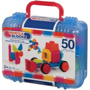Battat- Bristle Blocks- STEM Interlocking Building Blocks- 50 pc Playset- Reusable Carry Case - Developmental Toys for Toddlers & Kids- Basic Builder Case- 2 Years +