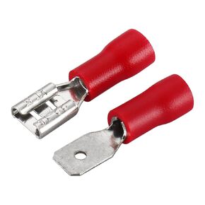 Baomain Red Female/Male Insulated Spade Wire Connector Electrical Crimp Terminal 22-16 AWG 4.8 x 0.5mm Pack of 100