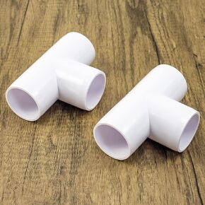 2PCS 1 Inch SCH40 3 Way Tee PVC Connector Elbow Pipe Fitting Coupling White Socket x Socket for Furniture DIY