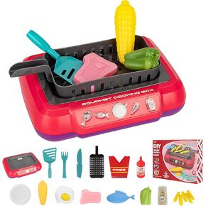 Tisslex Kids Play Food with Water Activated Color Changing Toys, Grill Kitchen Playset for Kids, Camping Toy with Pretend Sound, for Toddler Child Girl Boy 3 4 5 6 Year Old