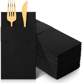 75 Pieces Paper Linen Napkins, Disposable Airlaid Paper Napkins Prefolded Dinner Napkins with Built in Flatware Pocket for Silverware Valentine Wedding Party Christmas Day (Sage Green)