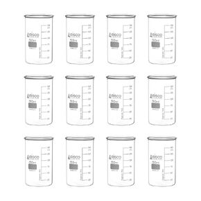 Eisco 12PK Tall Form Beakers Without Spout, 150mL - Graduated - Borosilicate Glass - Berzelius Beaker