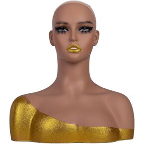 J&F CO. Realistic Europe and America Female Mannequin Head With Shoulder Display Manikin Heads Bust for Wigs,Makeup,Beauty Accessories