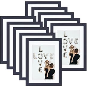 Black 8x10 Picture Frame with Mat for 5x7 Display, Desk Wall Photo Frame for Horizontal and Vertical, 10 Pack
