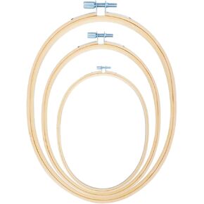 Caydo 3 Pieces 3 Sizes Square Embroidery Hoops Adjustable Bamboo Circle Cross Stitch Hoop Embroidery Frames for Sewing, Needlework, DIY Embroidery Craft