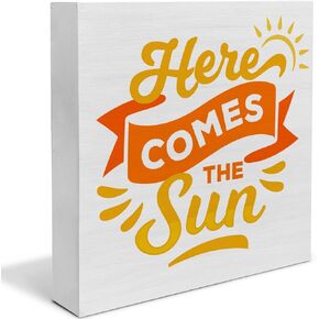 Country Sun Wood Box Sign Decor Desk Sign Summer Sun Quote Wooden Box Block Sign Rustic Home Office Shelf Wall Decoration