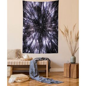 Ambesonne Galaxy Tapestry, Speed of Life Space Travel Galaxy Universe Science Fiction Future, Wall Hanging for Bedroom Living Room Dorm Decor, 40" X 60", Violet Black White